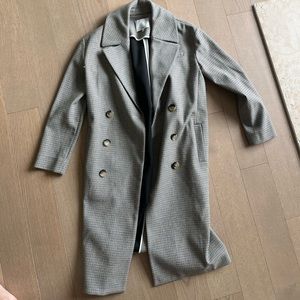 TIBI designer houndstooth longline wool coat soft warm chic